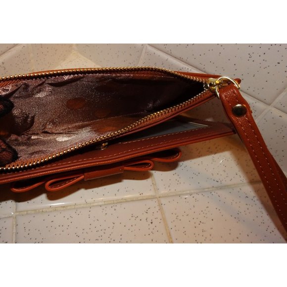 Royal Fair Brown Wallet Clutch w/ Hand Strap money holder bow - Picture 5 of 12